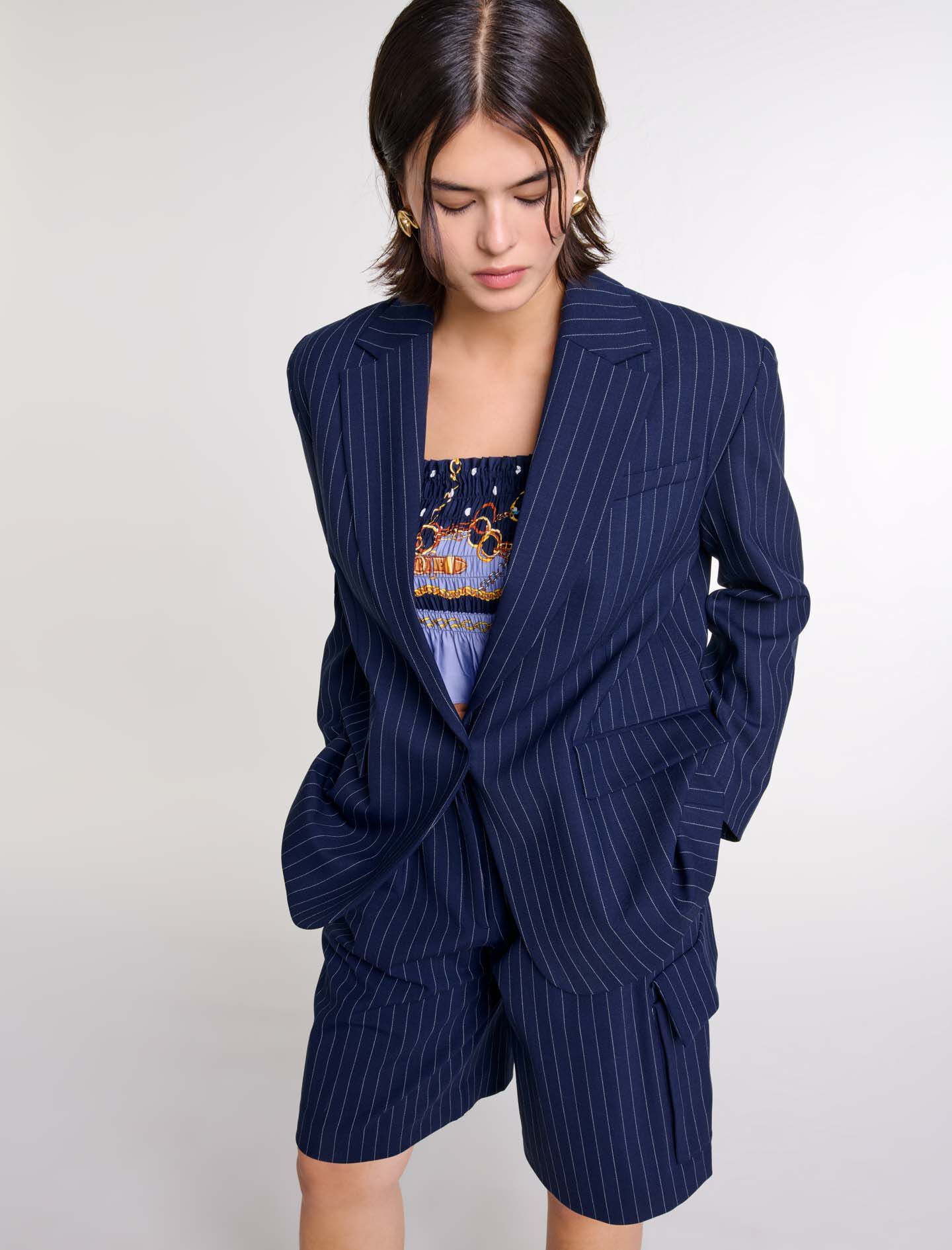 Striped suit jacket Blue For Women | Maje