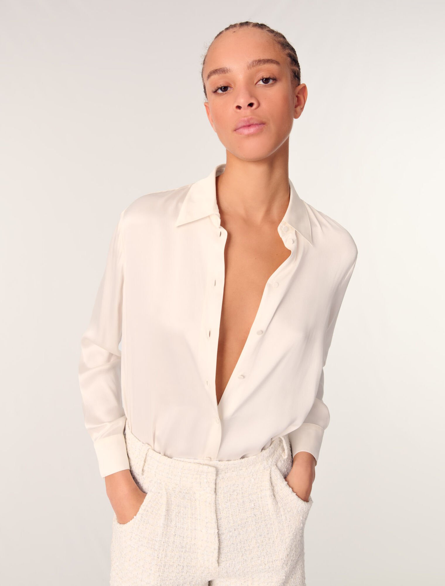 White silk blouse