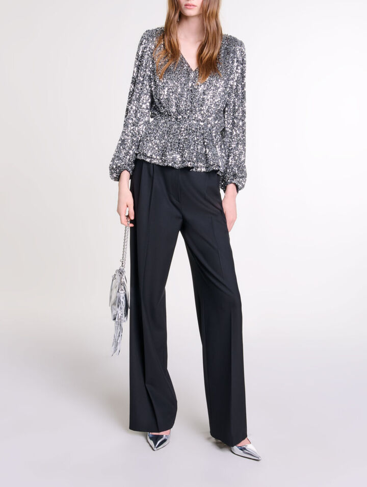 Smocked sequin top