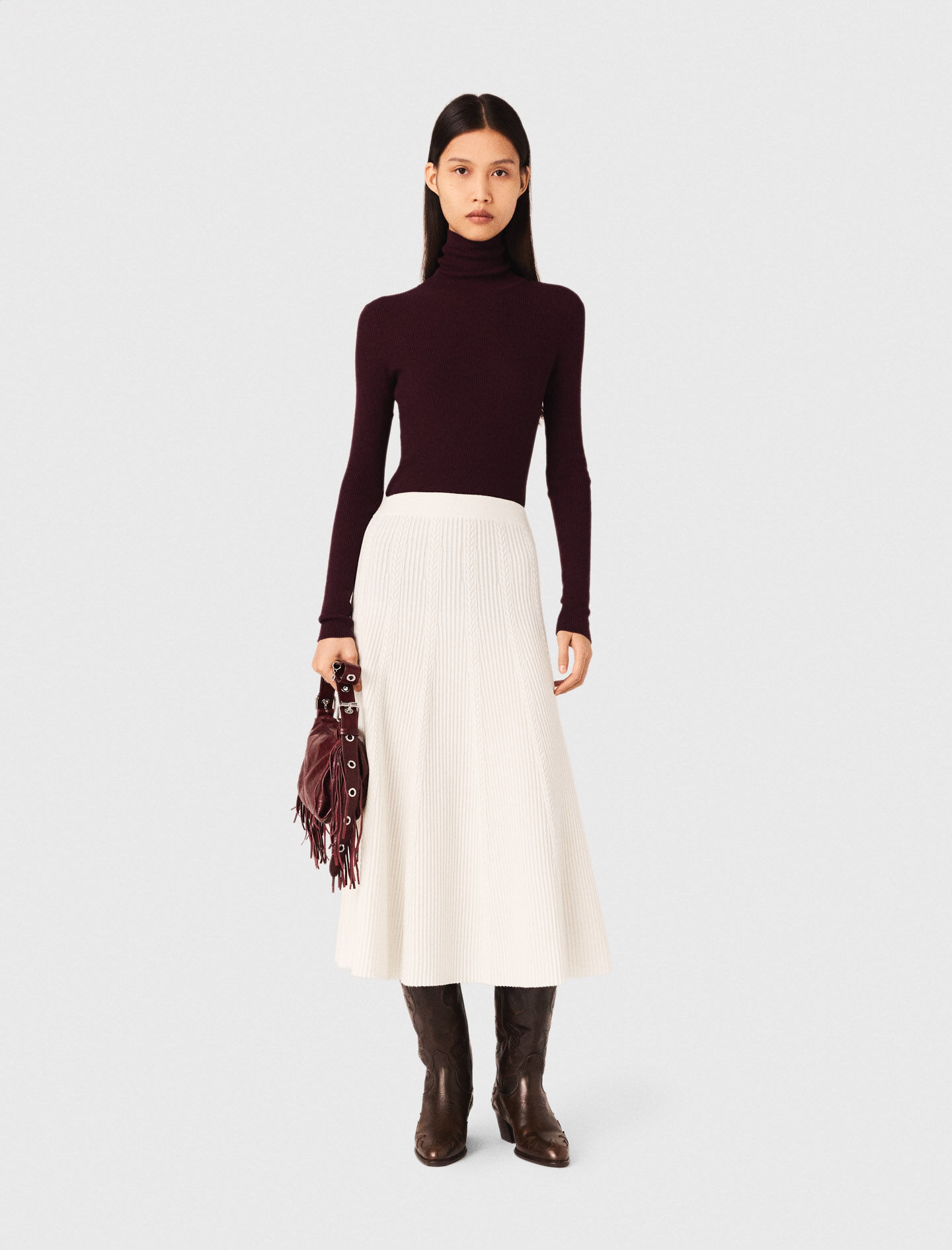 Long knit skirt White For Women | Maje