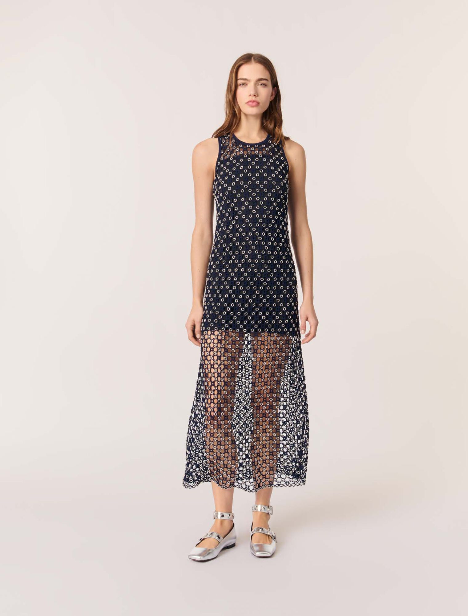 Beaded crochet maxi dress