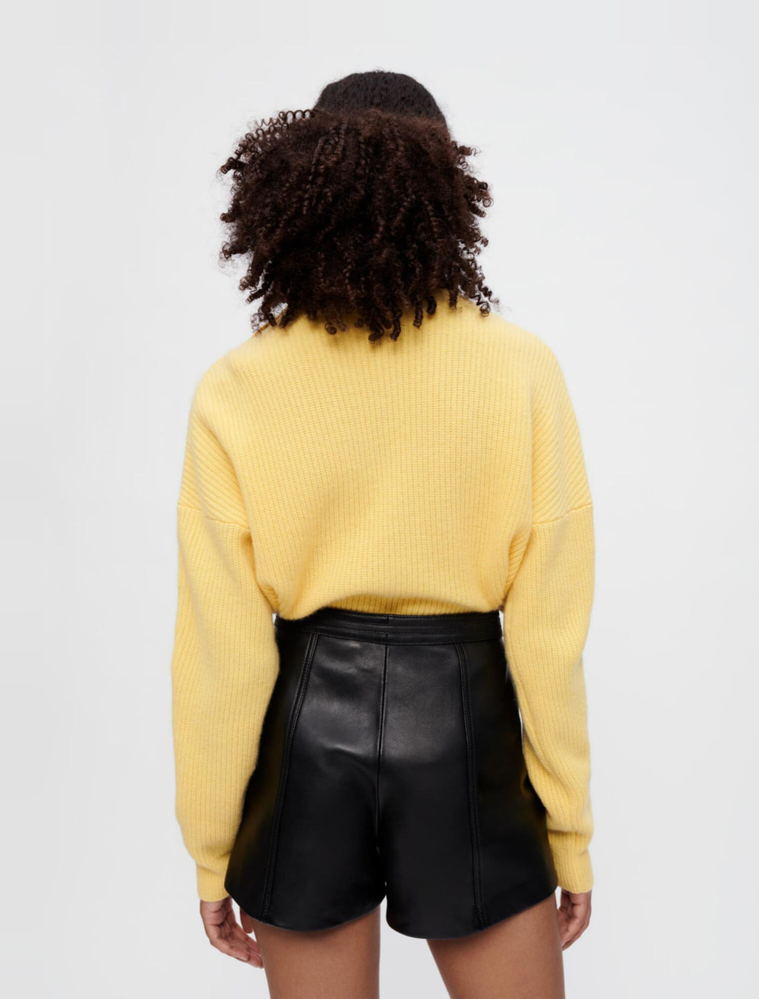 Leather shorts with gold-tone hardware