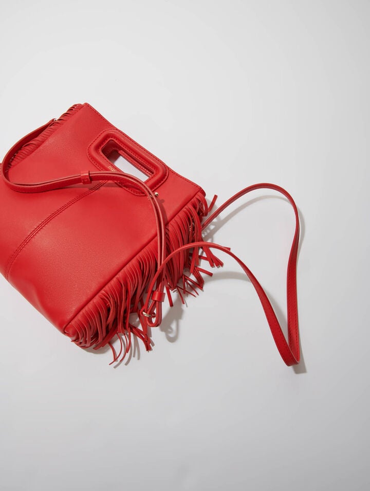Smooth leather M bag with fringing