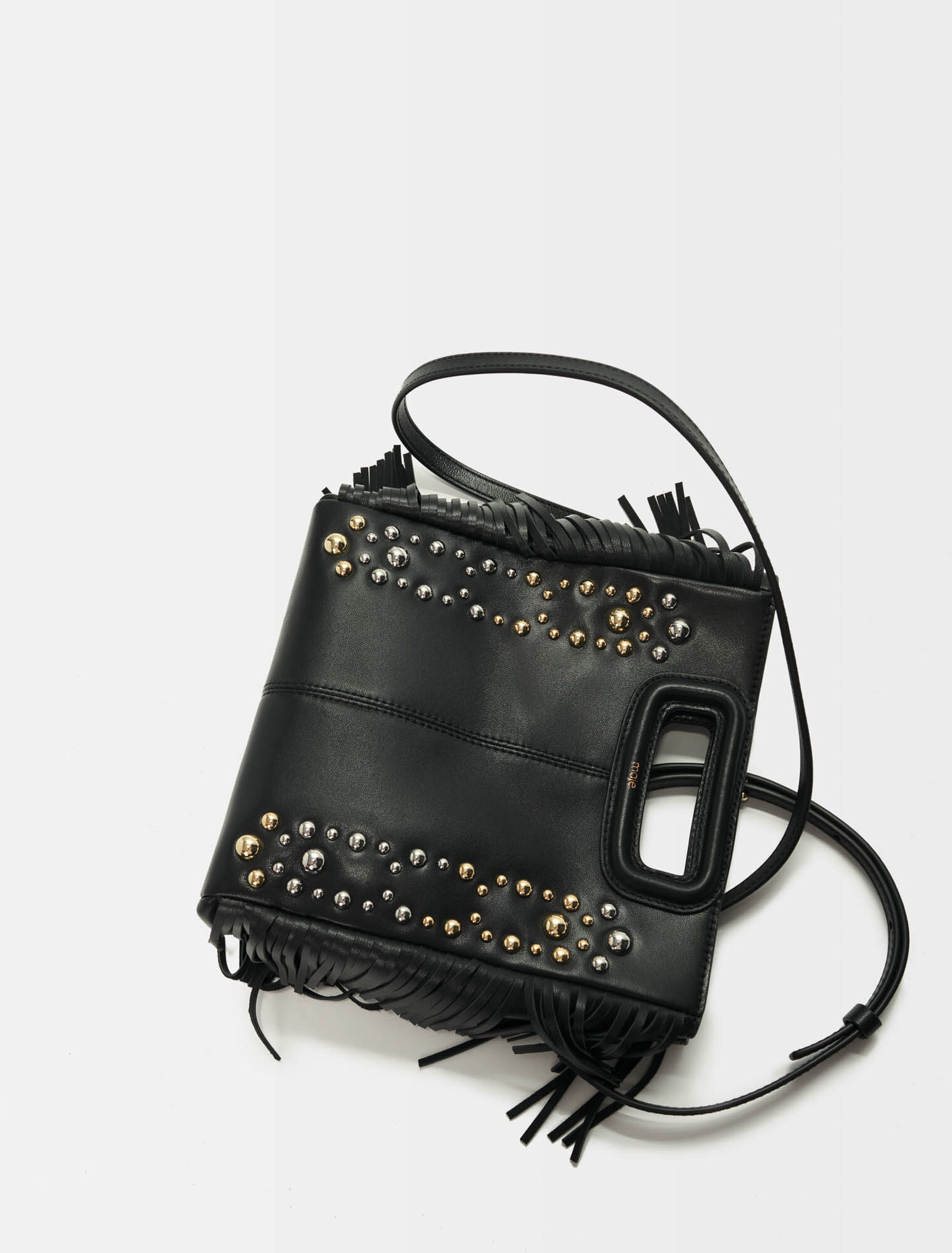 Leather M bag with studs