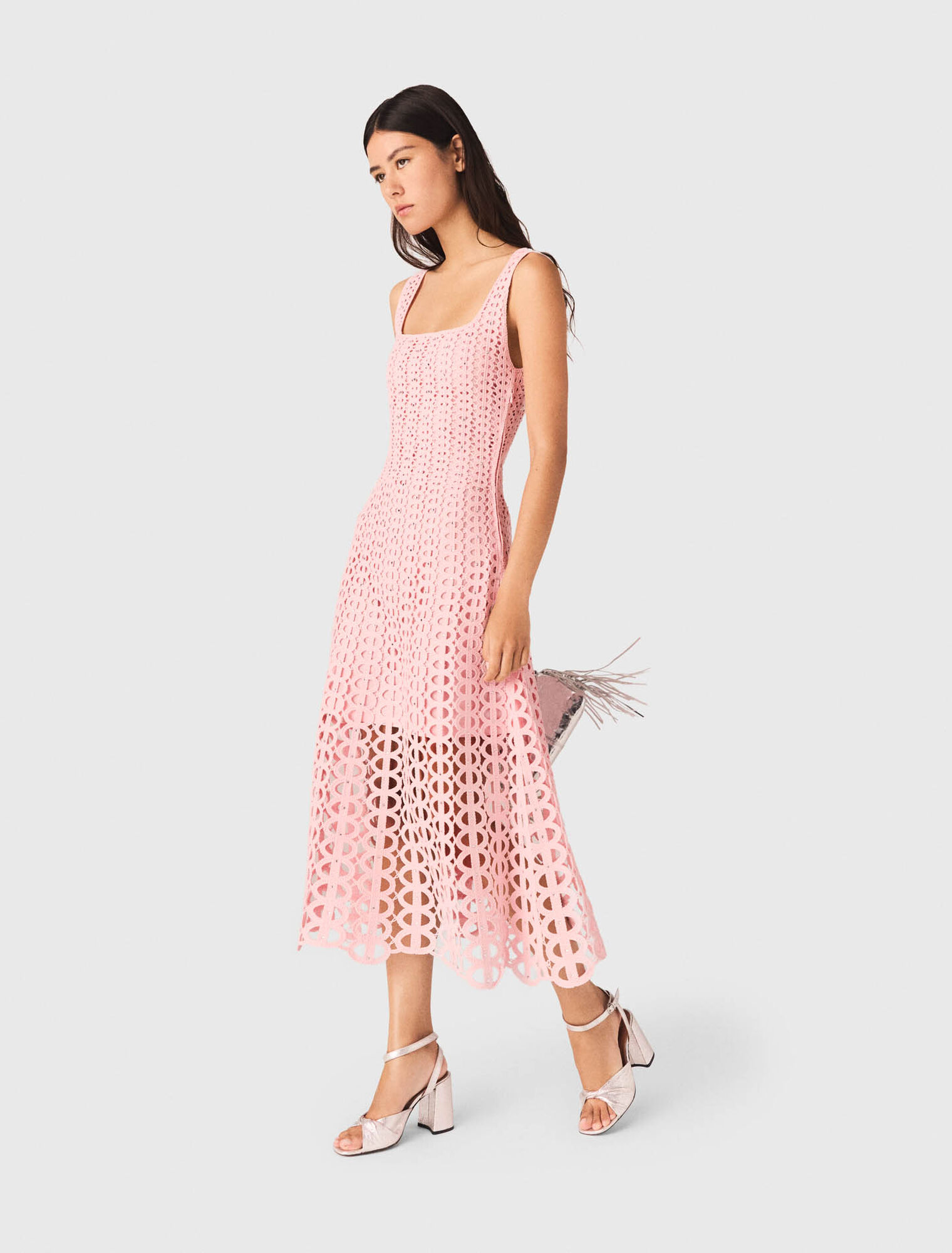 Rhinestone crochet midi dress