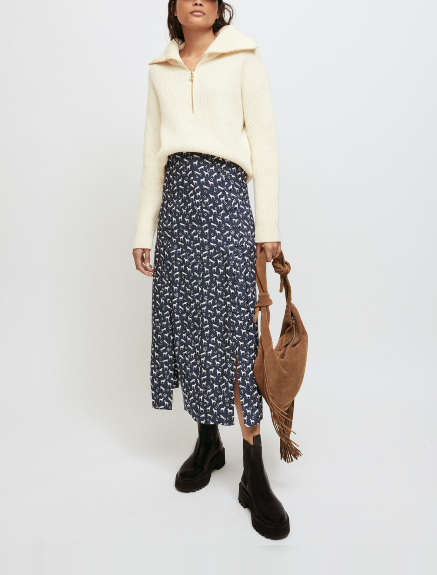 Horse stud print jacquard skirt