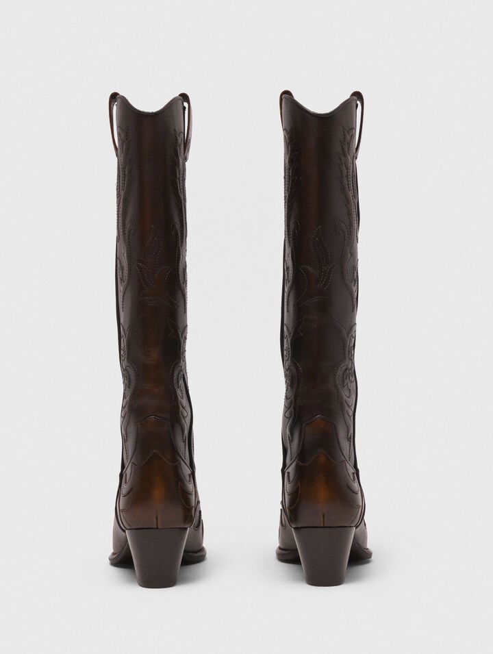 Leather cowboy boots