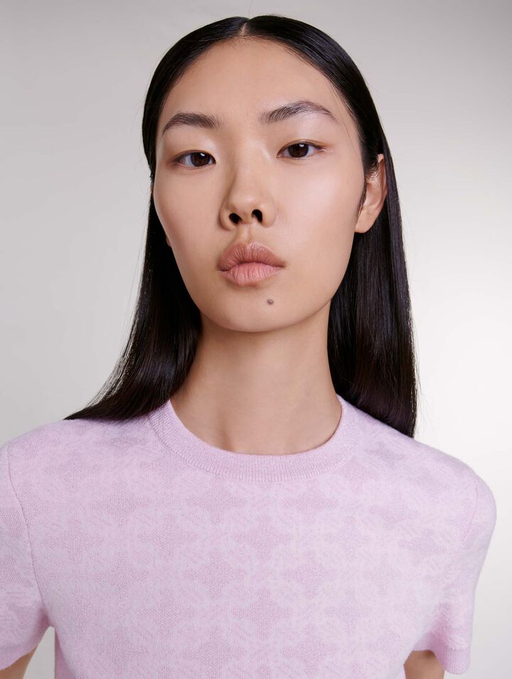 Cropped jacquard knit jumper
