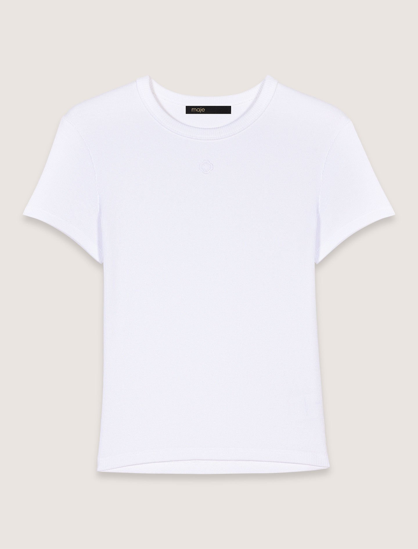 maje Paris Tシャツ T-shirt with embroidered Paris logo White For Women | Maje