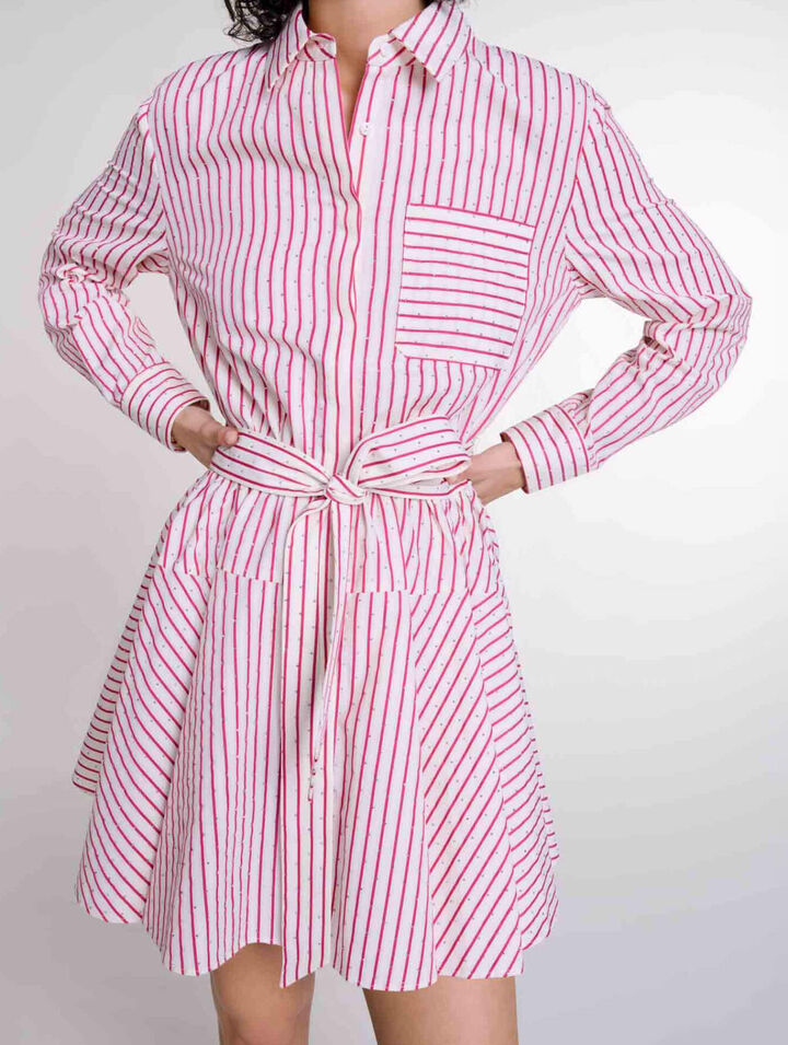 Striped rhinestone short dress