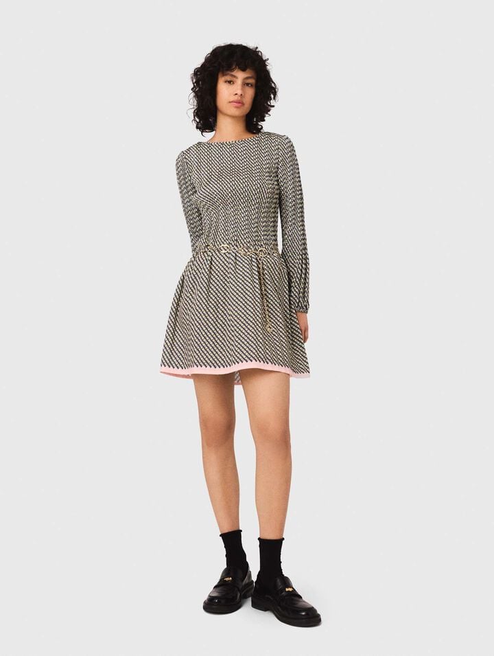 Patterned pleated dress
