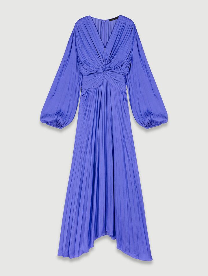 Satin-effect draped maxi dress