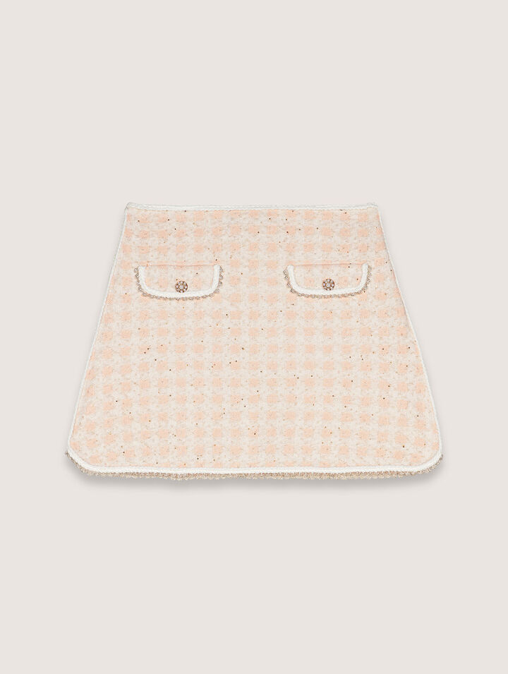 Short tweed-effect knit skirt