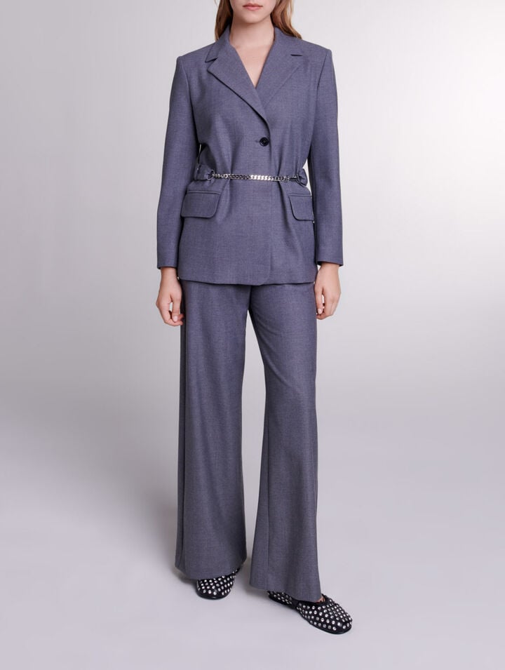 Suit jacket with chain belt