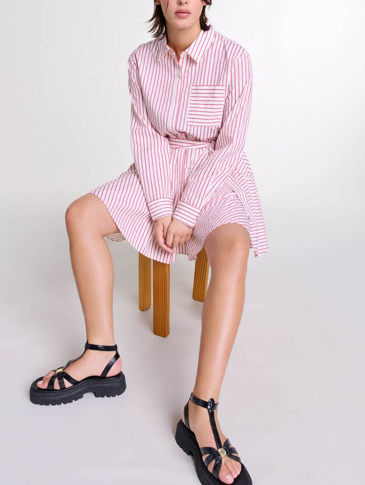 Striped rhinestone short dress