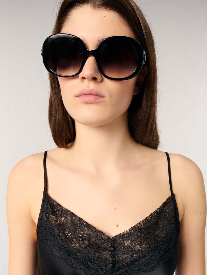 Silk satin and lace top