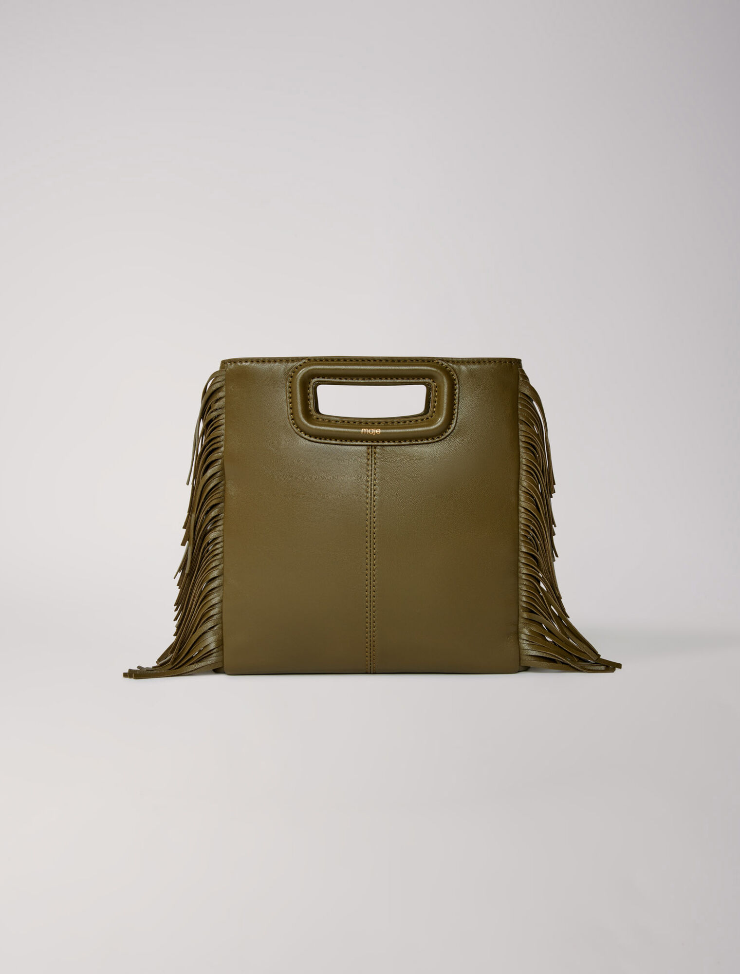 Smooth leather M bag with fringing