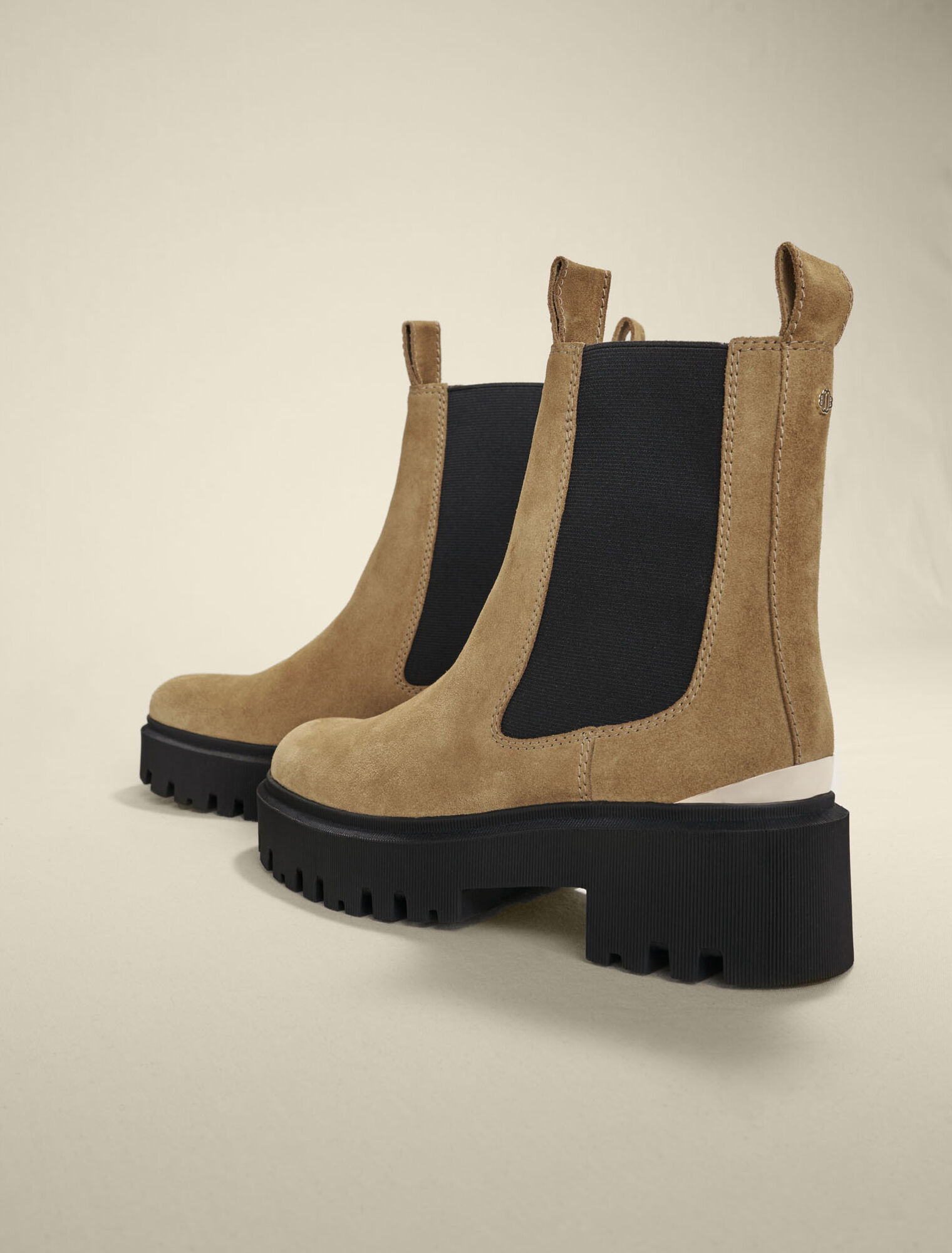 Leather platform ankle boots