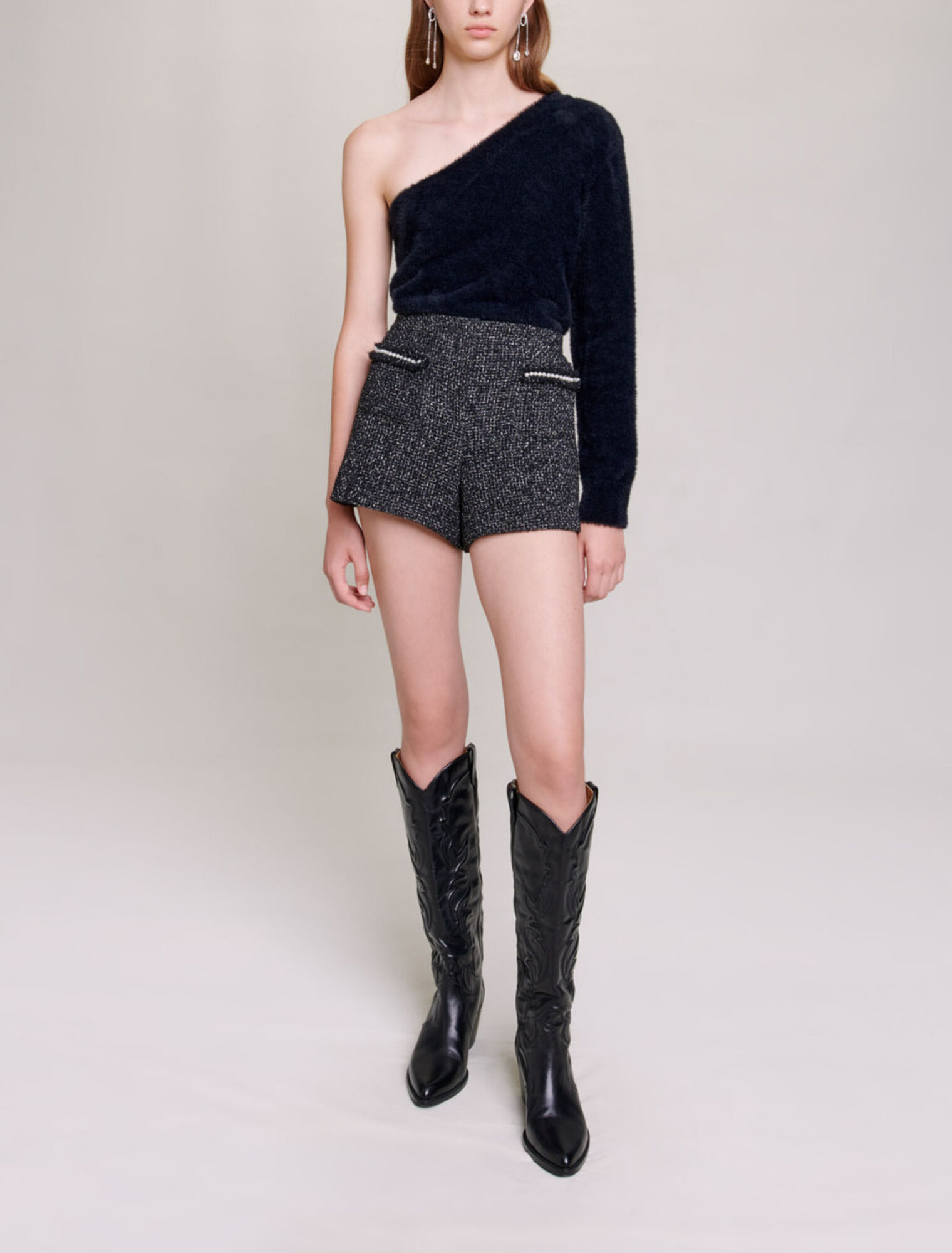 Glittery tweed shorts