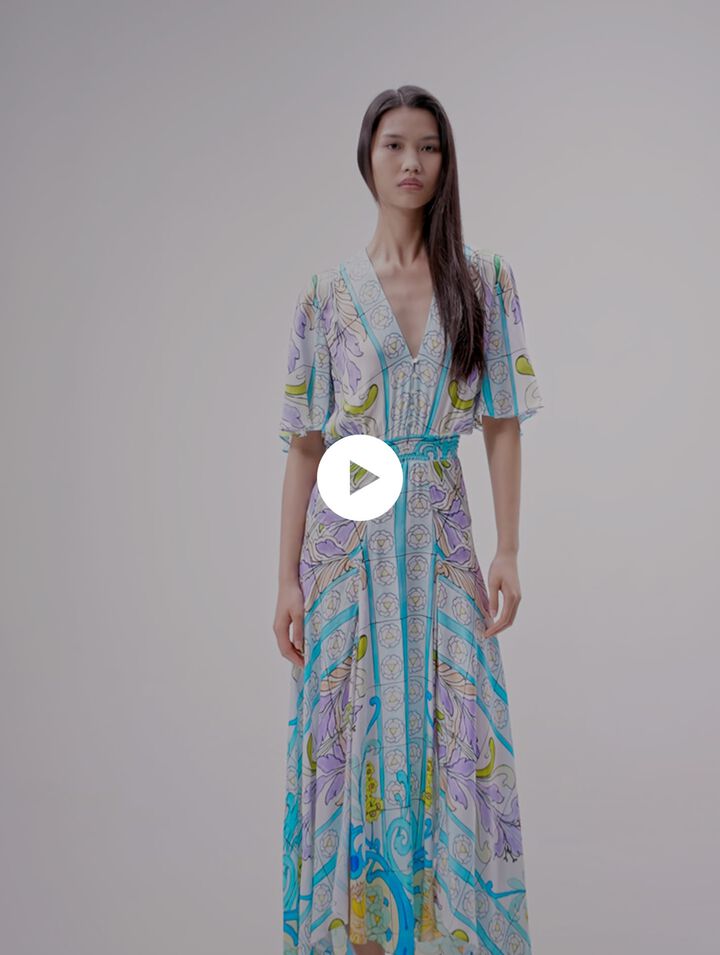 Satin-look patterned maxi dress