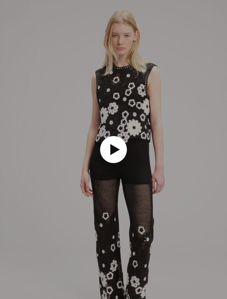 Floral crochet trousers Bicolor For Women | Maje