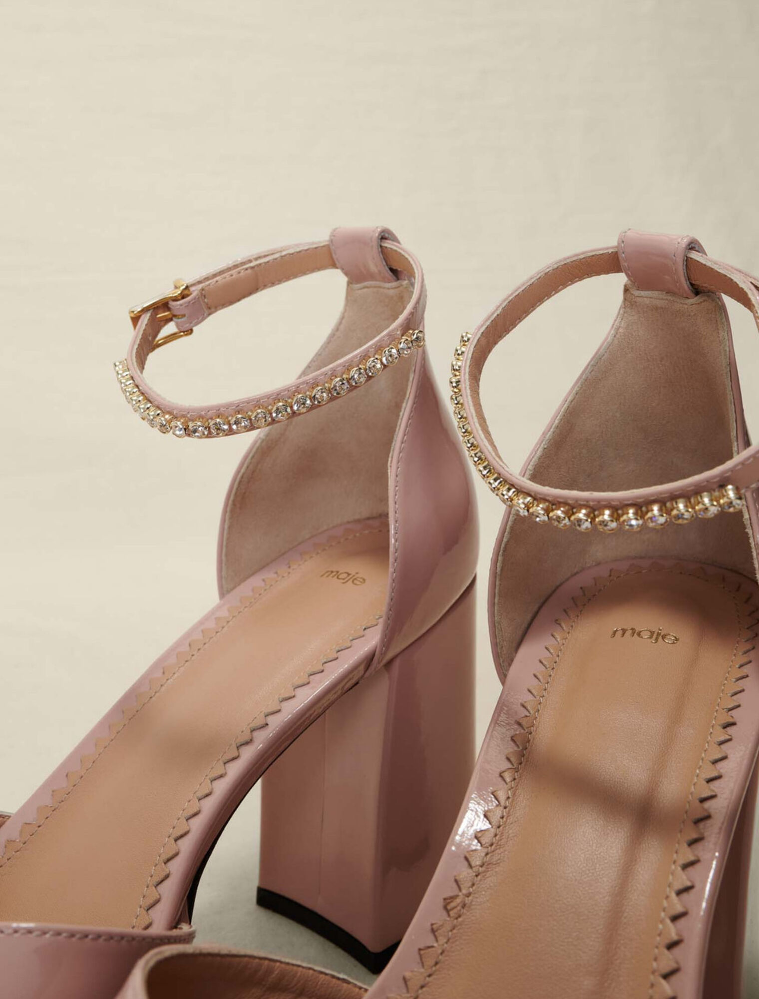 Patent leather heeled sandals