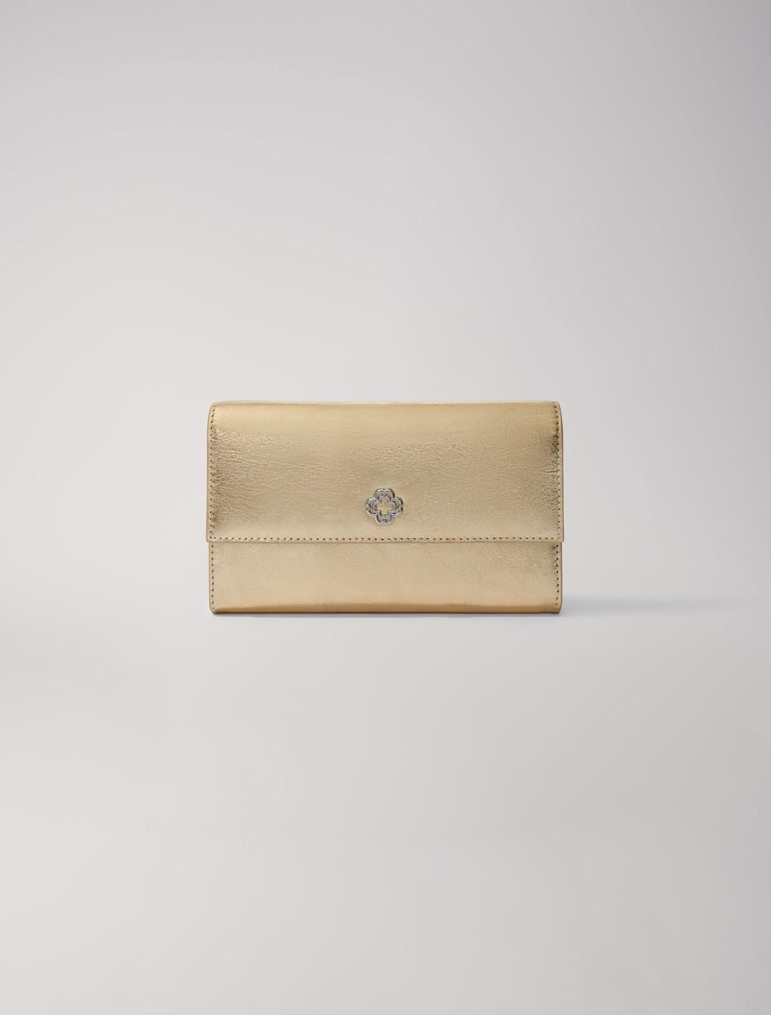 Leather clutch bag with chain
