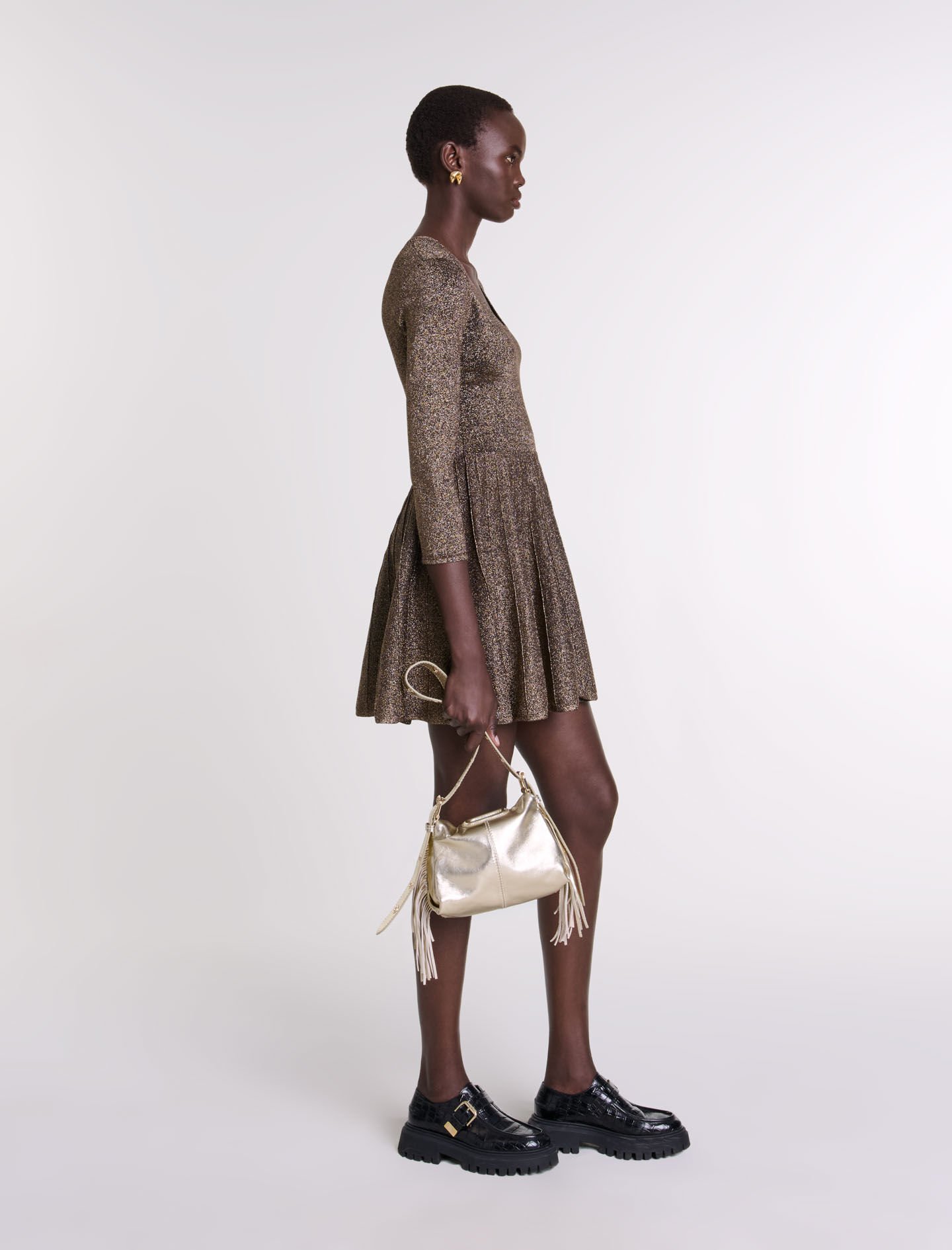 Shiny knit short dress Denim - Jeans For Women | Maje