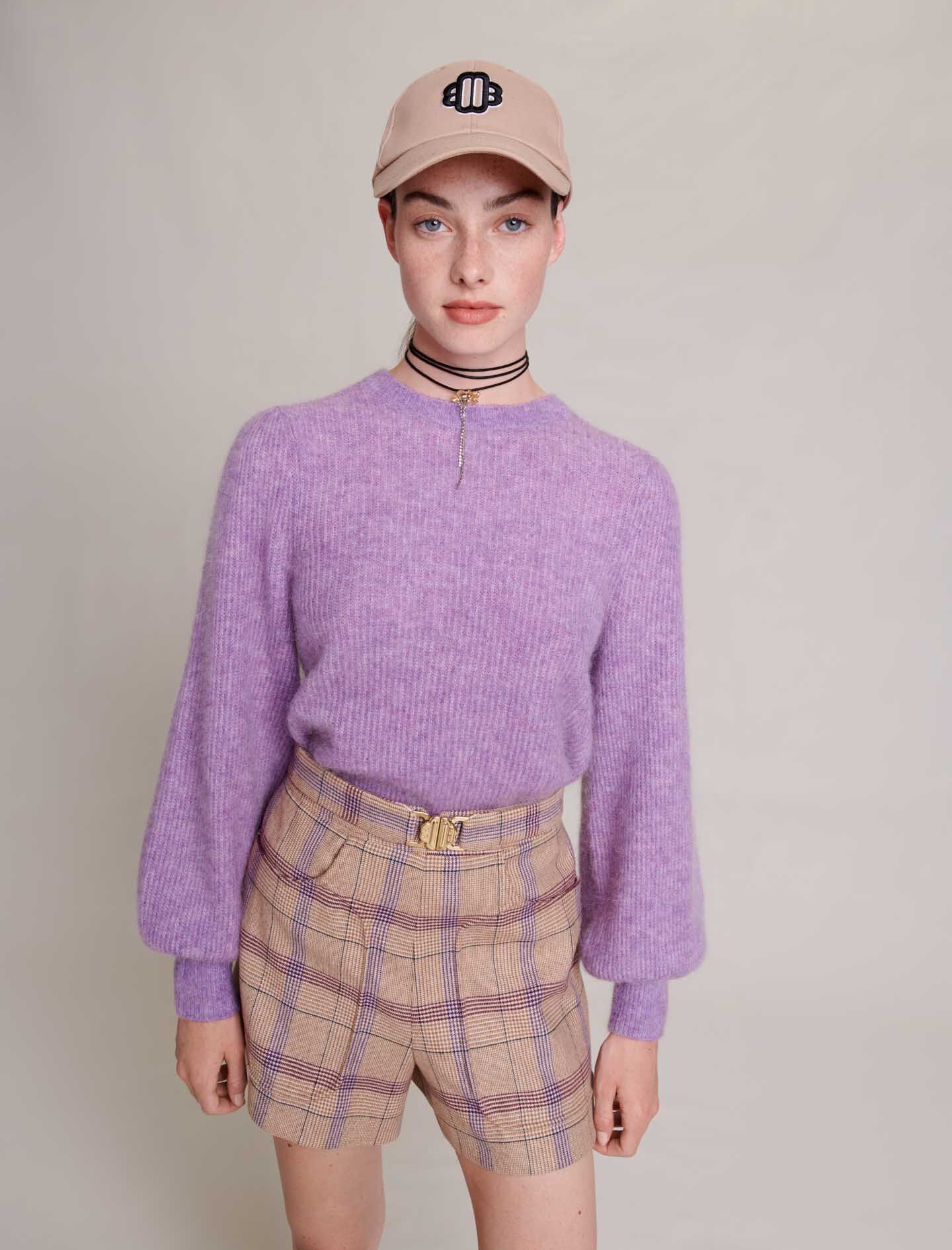 MAJE 売れ筋商品|||マージュ ニット&セーター アウター レディース Sweaters Purple Cropped glitter knit cardigan Purple For Women | Maje