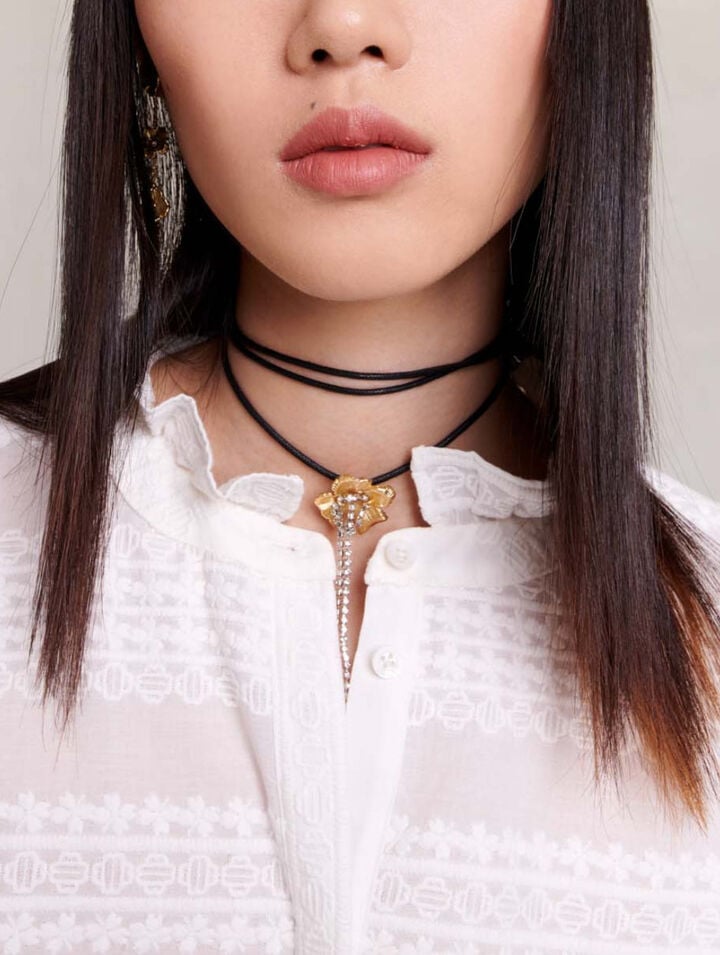 Embroidered ruffled shirt