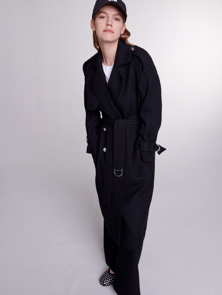 Tweed trench coat