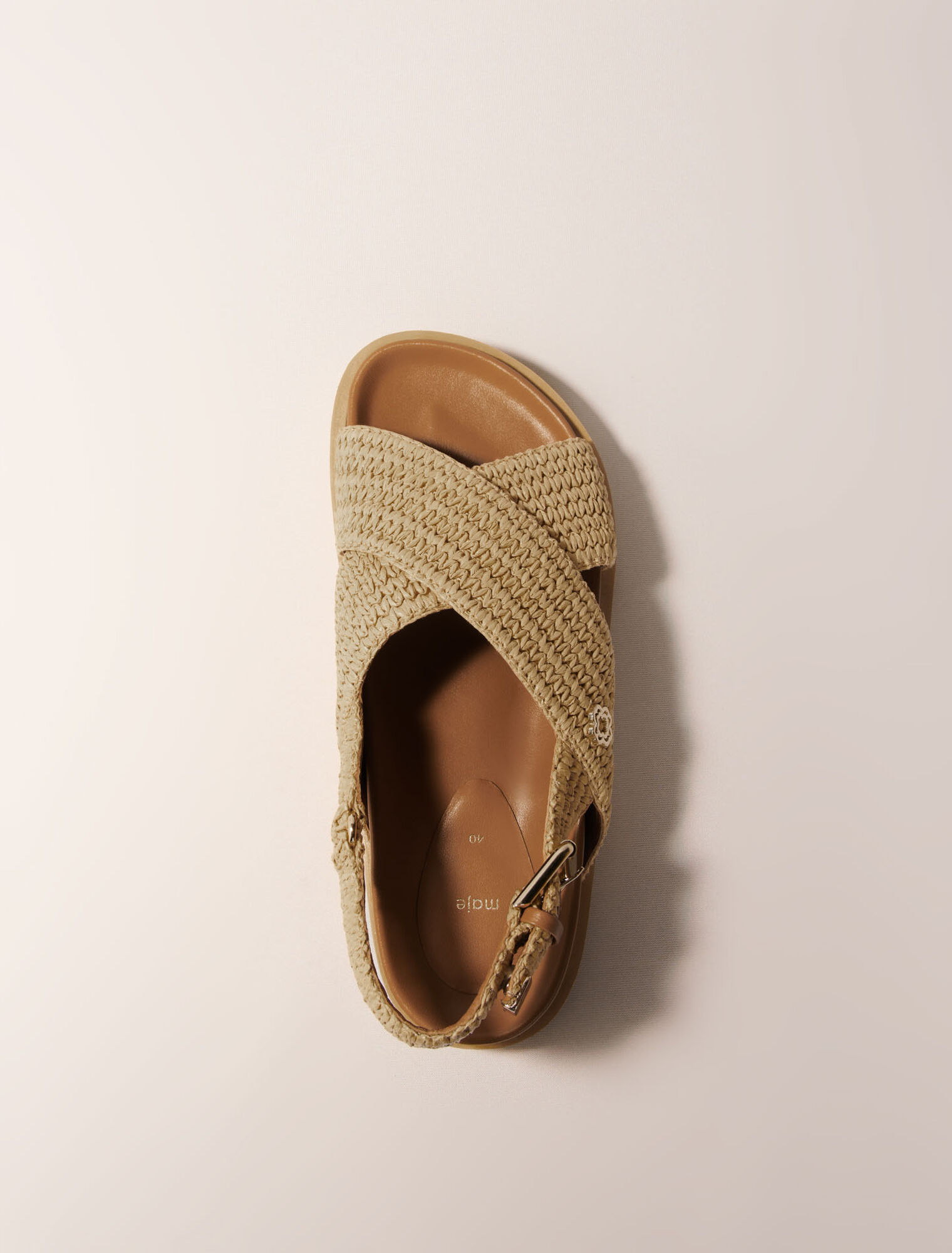 Raffia-effect flat sandals