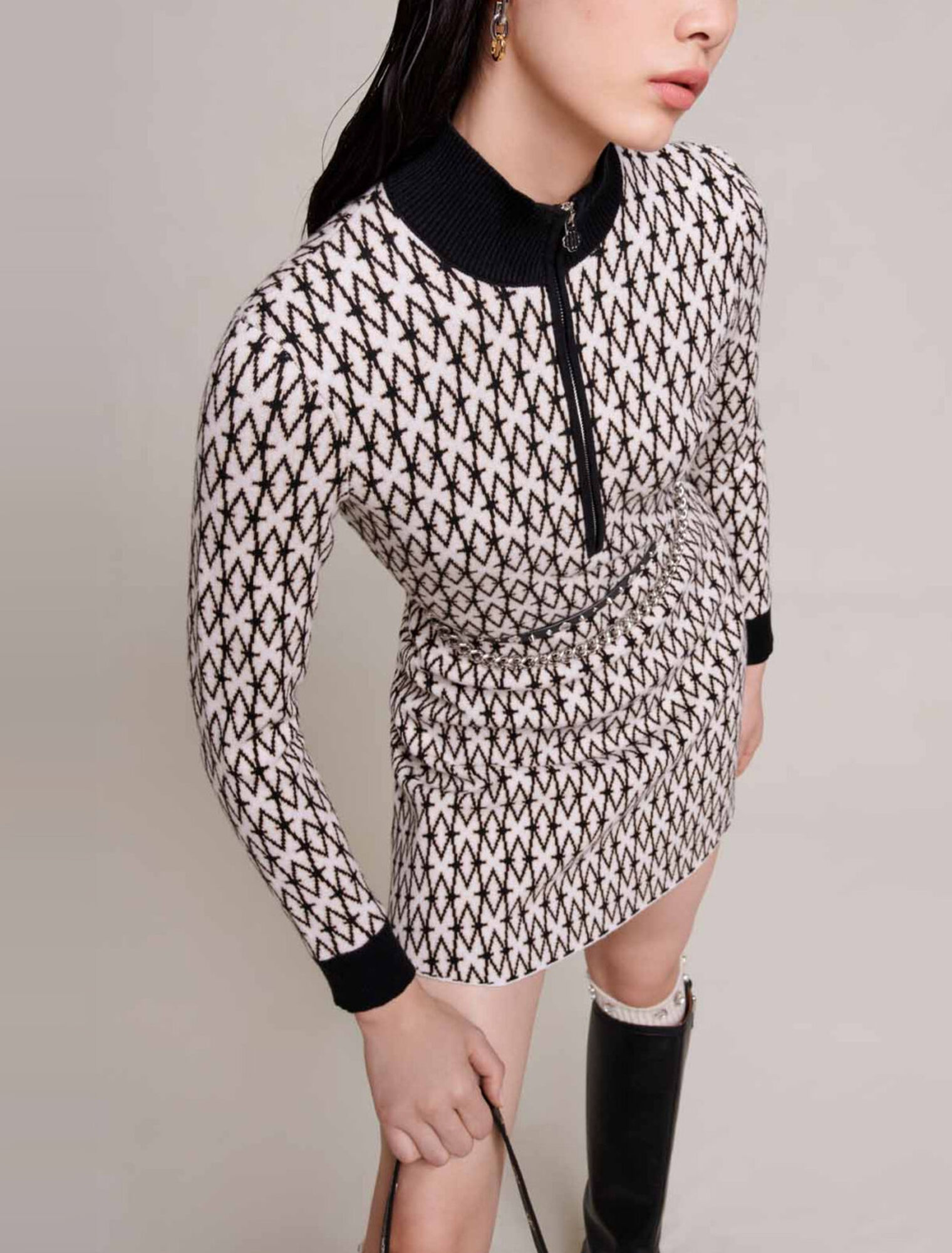 Short jacquard monogrammed dress