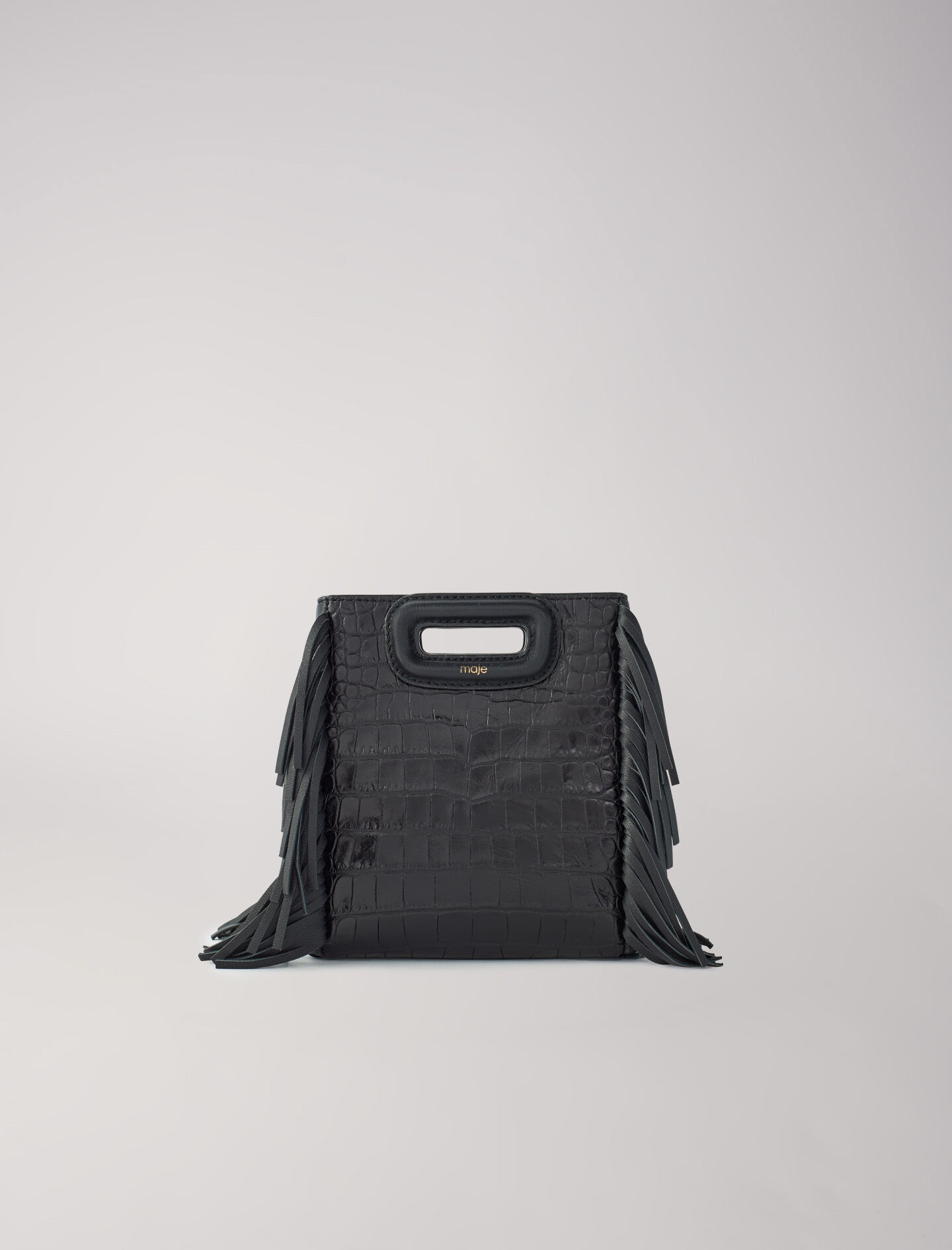Mini embossed-leather M bag with chain Black / Gray For