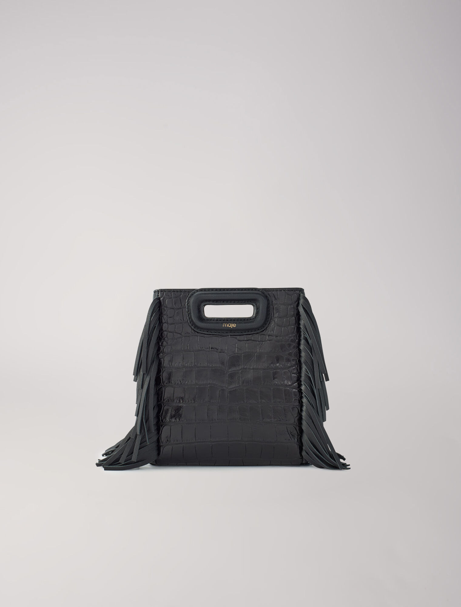 Mini embossed-leather M bag with chain