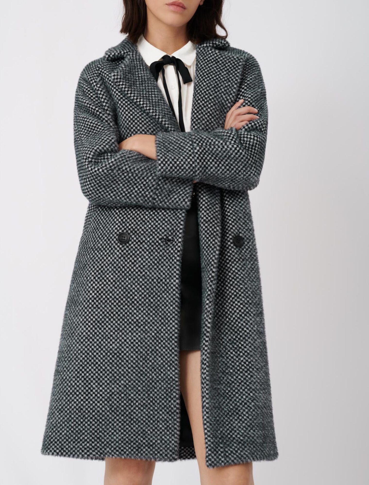 Checked tricotine coat