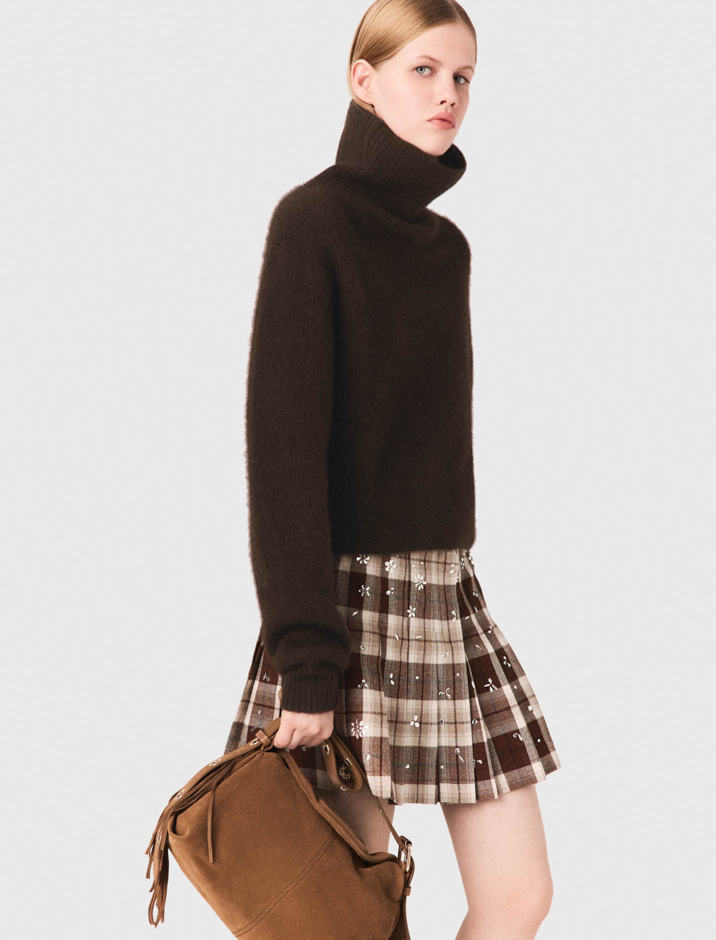 Yak blend roll-neck sweater Brown For Women | Maje