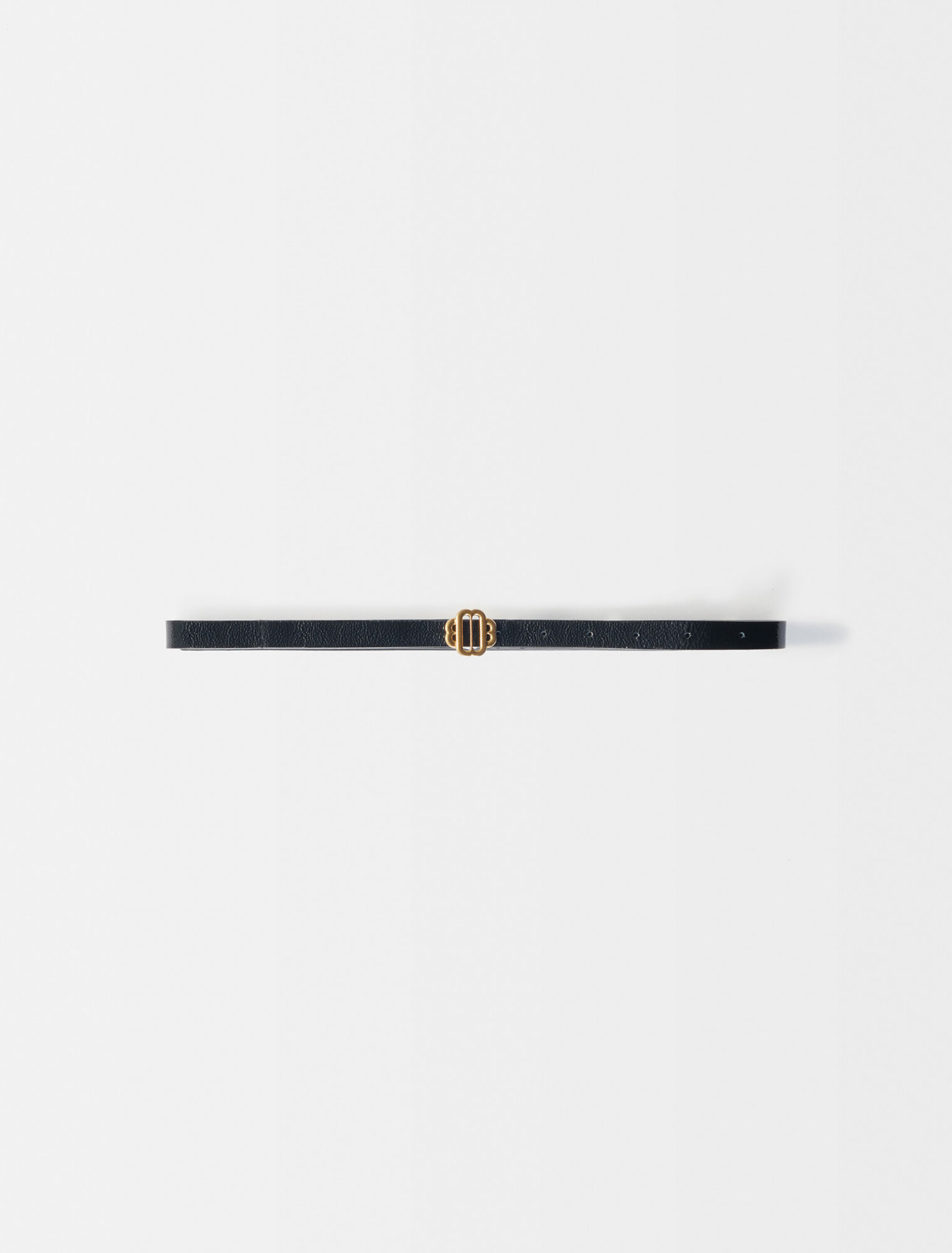 Narrow belt in black patent leather