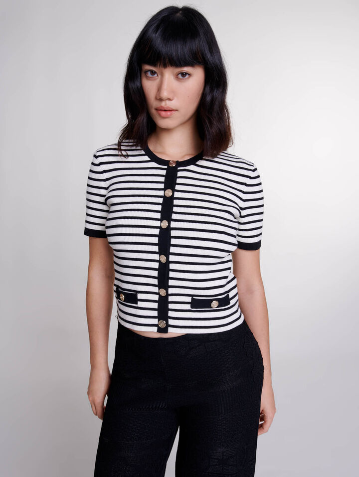 Short-sleeved knit cardigan