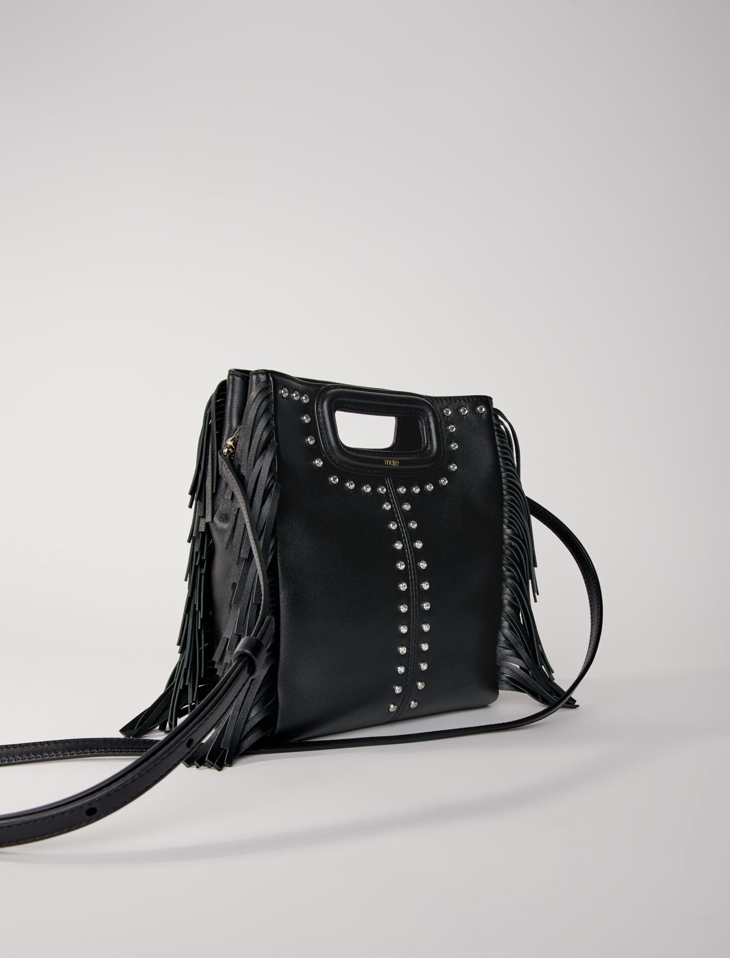 Fringed leather M bag