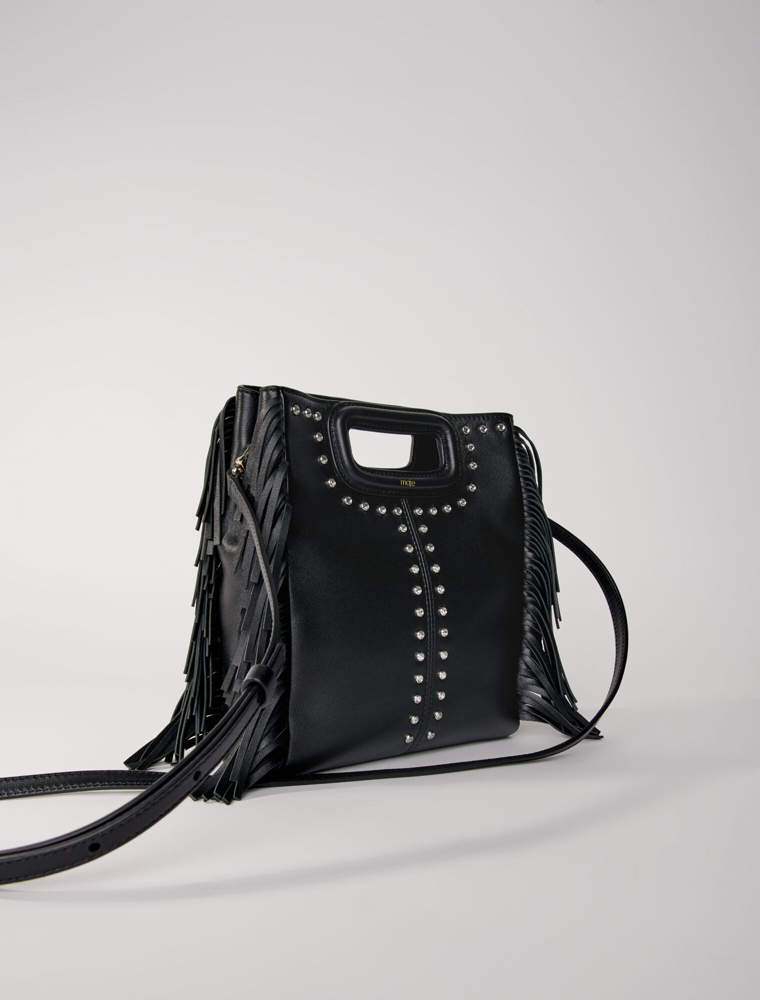 Fringed leather M bag