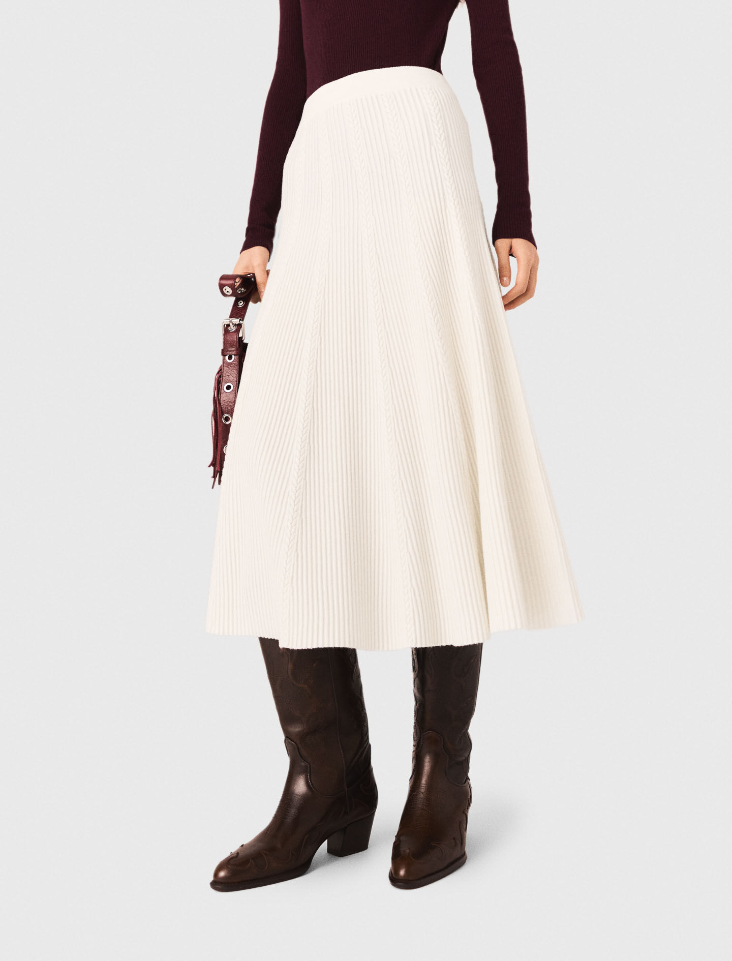 Long knit skirt White For Women | Maje