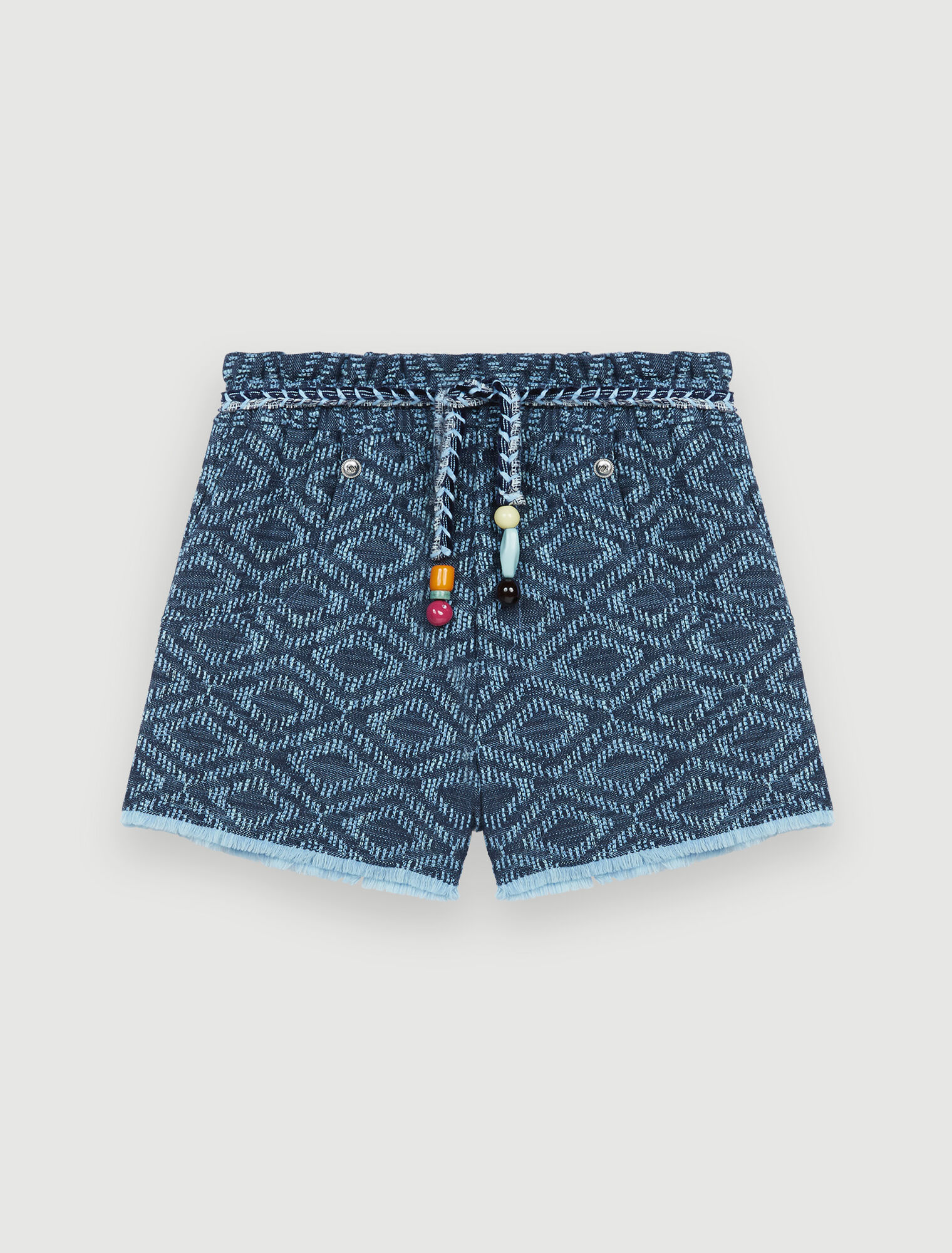 Denim-effect jacquard shorts