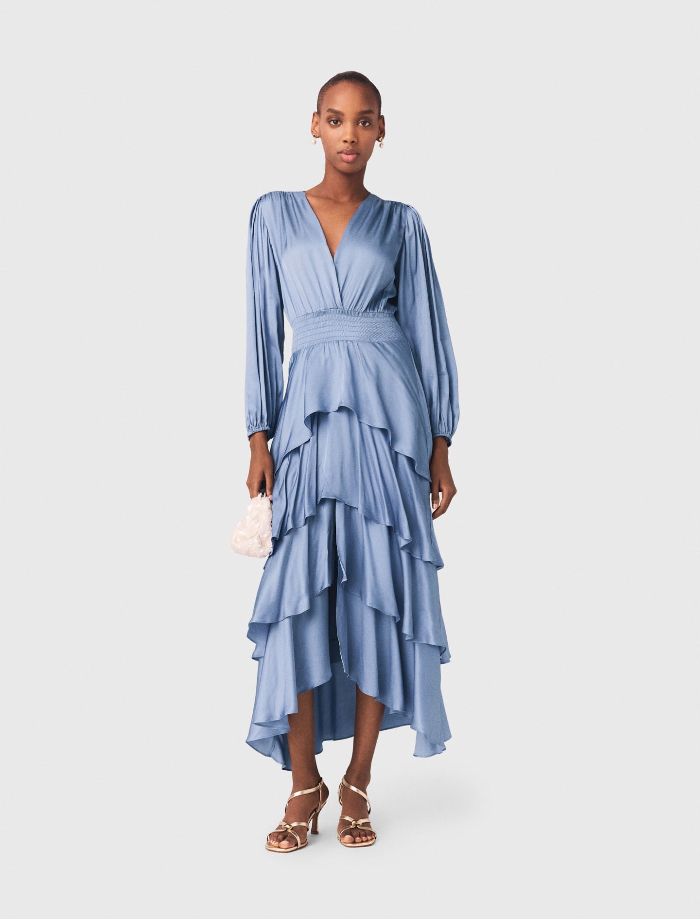 blue and green ruffle dress Deep V-Neck Short Halter Homecoming Dress with Ruffles Blue / Medium