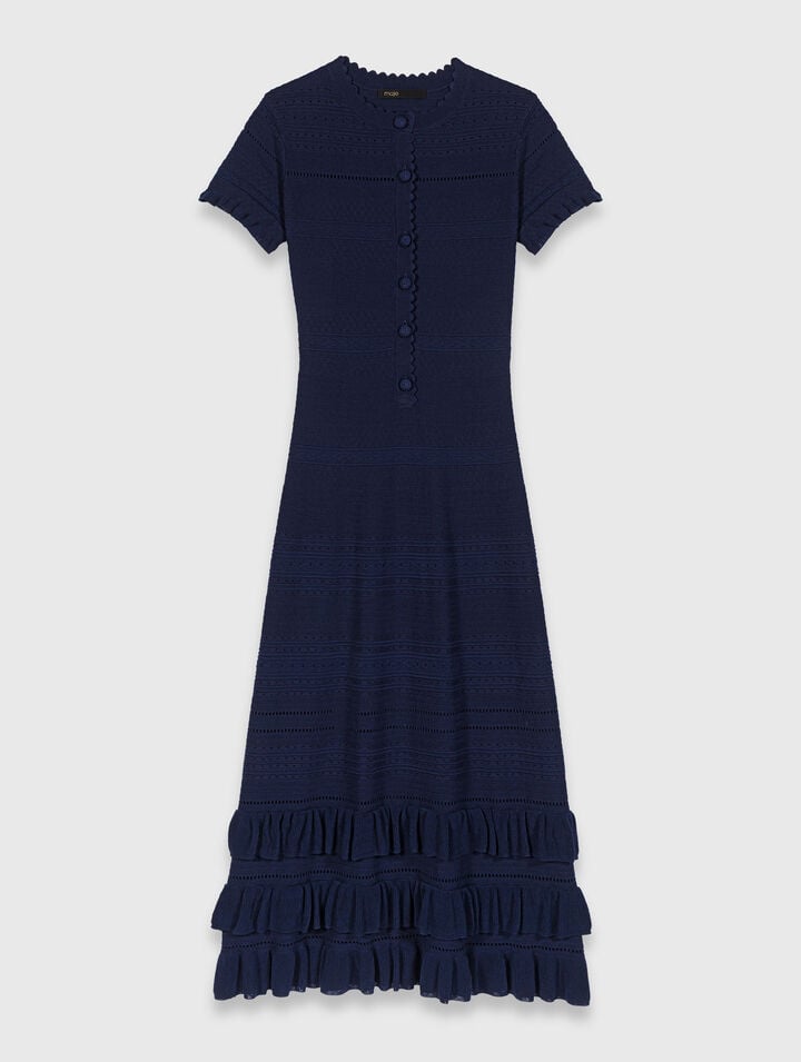 Knit maxi dress with ruffles