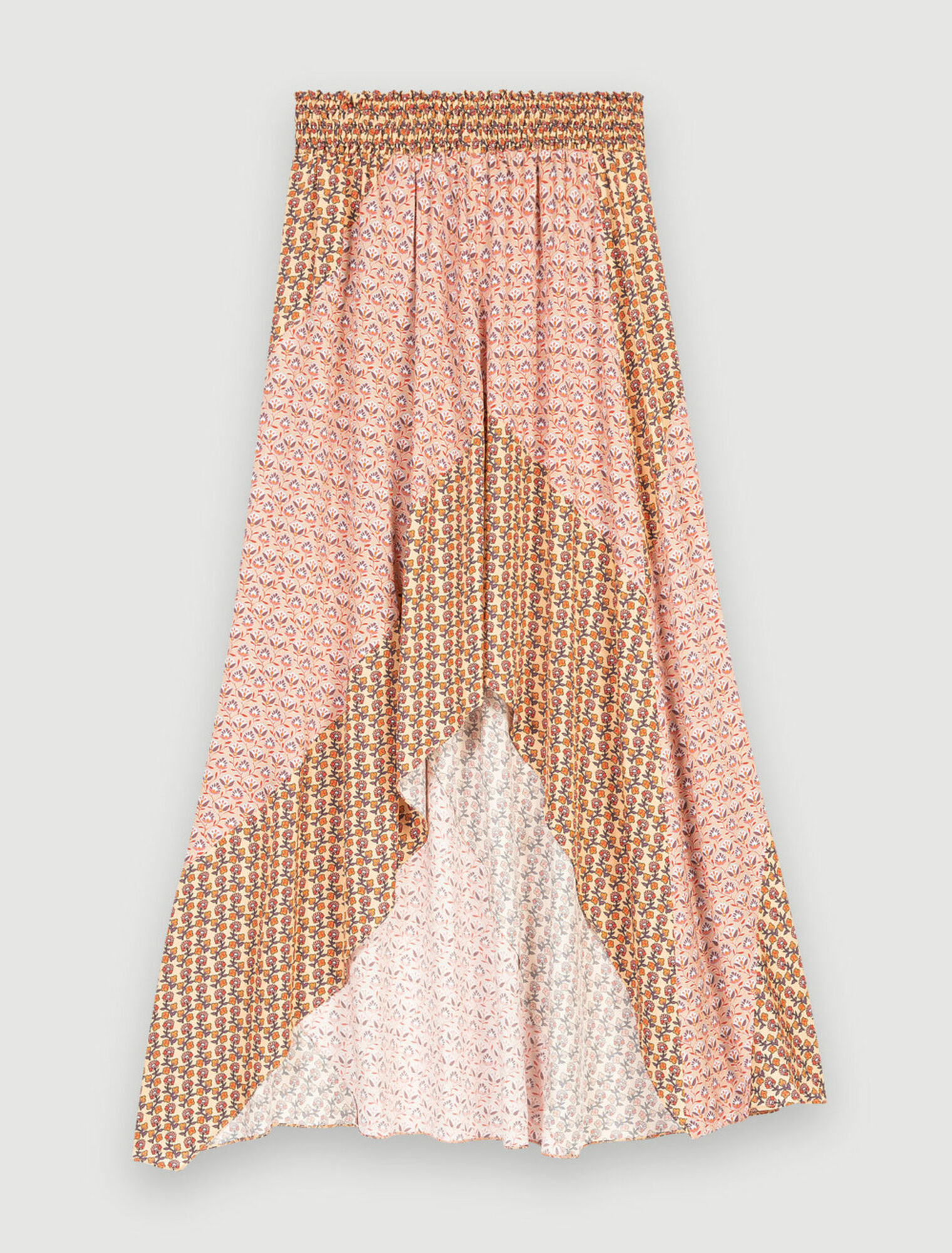Asymmetrical skirt in print mix