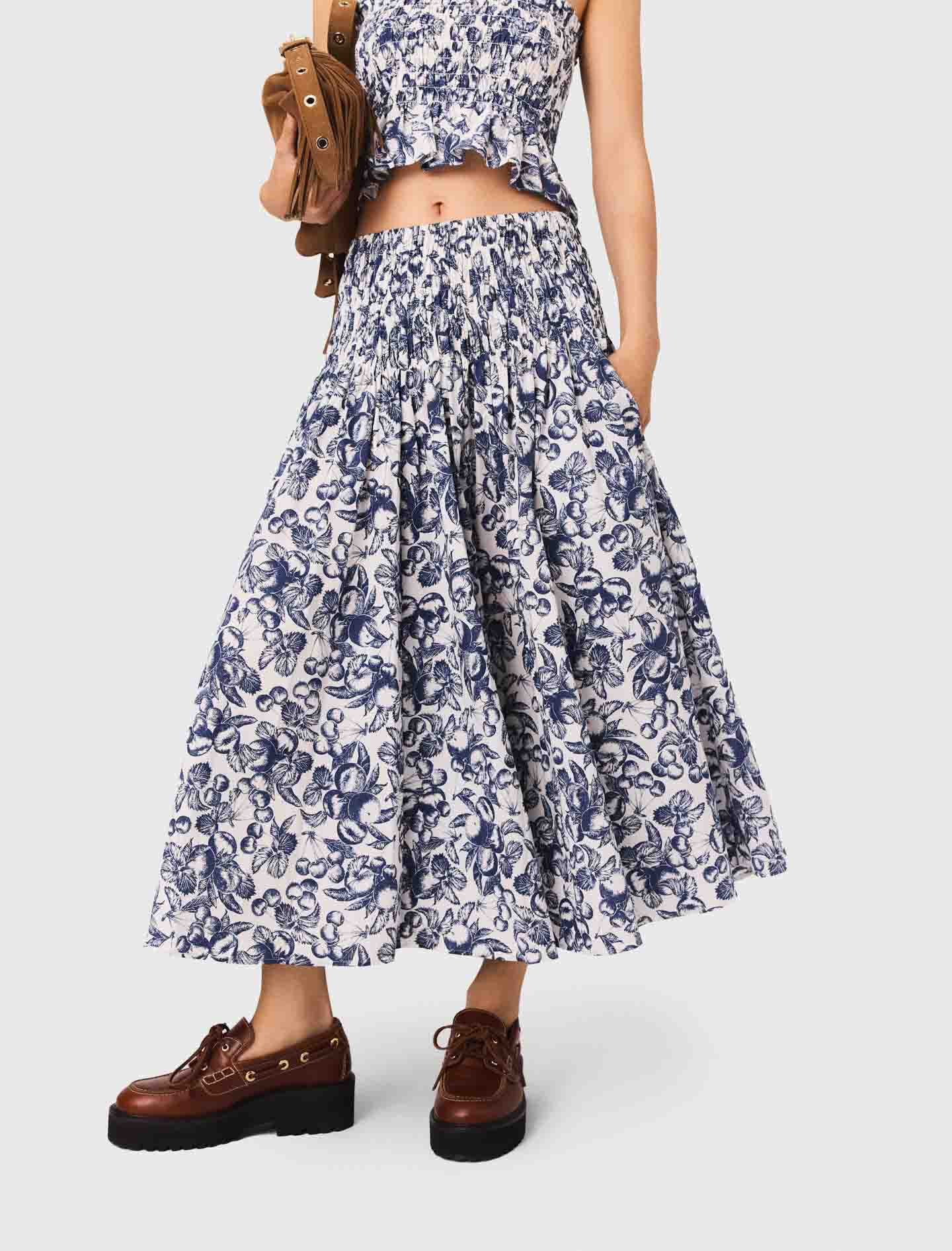 Fruit printed maxi skirt Bicolor For Women | Maje
