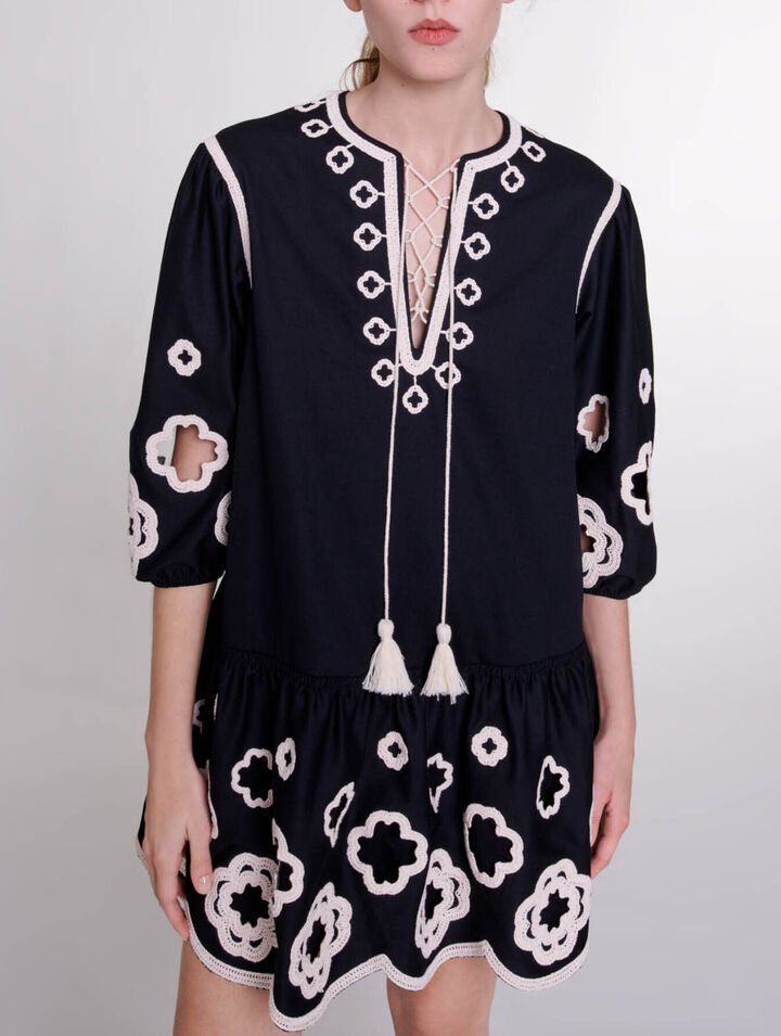 Short embroidered tunic dress