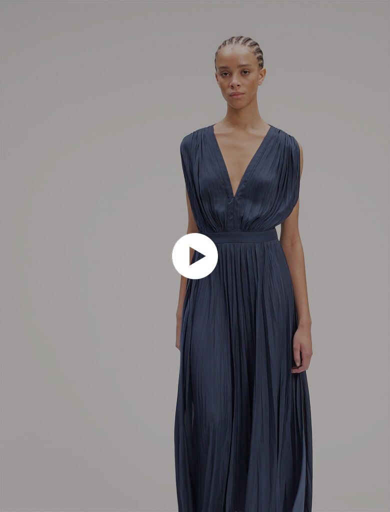 Majolica Pleated Chiffon Long Dress