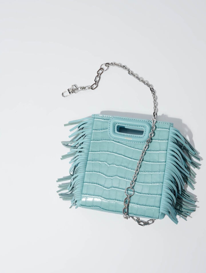 Mini embossed-leather M bag with chain